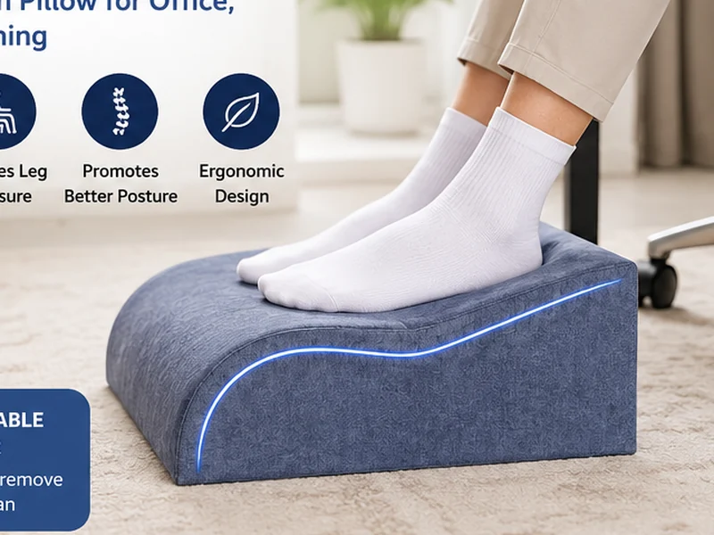 AI-generated illustration of a cushioned under-desk footrest